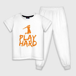 Пижама хлопковая детская Play Hard, цвет: белый