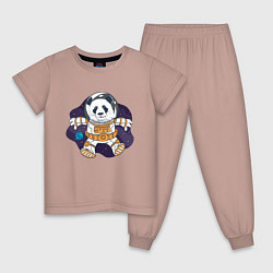 Пижама хлопковая детская Милая Космическая Панда, цвет: пыльно-розовый