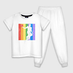Пижама хлопковая детская Basketball Color, цвет: белый