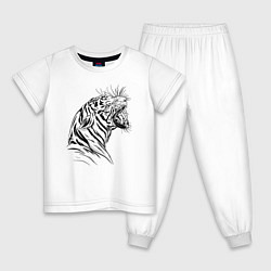 Детская пижама Чёрно белый рисунок тигра