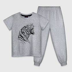 Детская пижама Чёрно белый рисунок тигра
