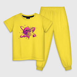 Пижама хлопковая детская Кислотный череп, цвет: желтый