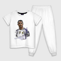 Пижама хлопковая детская Cristiano Ronaldo Manchester United Portugal, цвет: белый