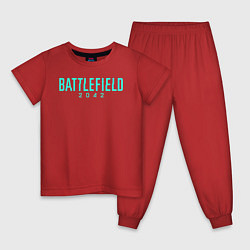 Пижама хлопковая детская Battlefield 2042 logo, цвет: красный