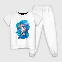 Пижама хлопковая детская Морской конек, цвет: белый
