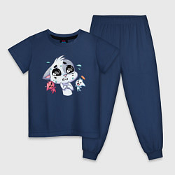 Пижама хлопковая детская Ангел и демон котика, цвет: тёмно-синий