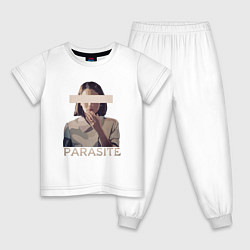 Пижама хлопковая детская Cinema - Parasite, цвет: белый