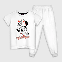 Пижама хлопковая детская Minnie Mouse, цвет: белый