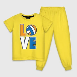 Пижама хлопковая детская Love Volleyball, цвет: желтый