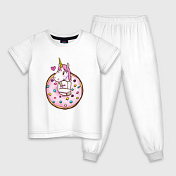Пижама хлопковая детская Единорог и бублик, цвет: белый