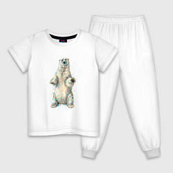 Пижама хлопковая детская Белый медведь, цвет: белый
