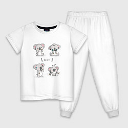 Пижама хлопковая детская Милые коалы, цвет: белый