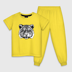 Пижама хлопковая детская Тигр голова, цвет: желтый