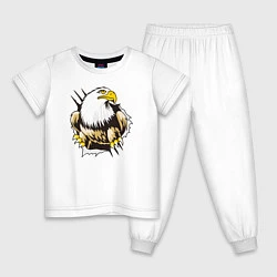 Пижама хлопковая детская Орел 3D, цвет: белый