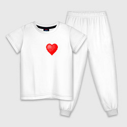 Пижама хлопковая детская Пиксельное Сердце, цвет: белый