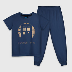 Пижама хлопковая детская Тардис - Доктор Кто, цвет: тёмно-синий