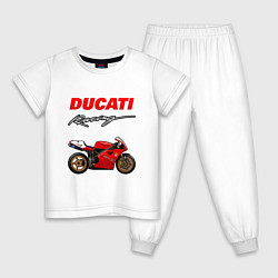 Пижама хлопковая детская DUCATI ДУКАТИ MOTOSPORT, цвет: белый
