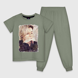 Пижама хлопковая детская Задумчивый Чонгук, цвет: авокадо