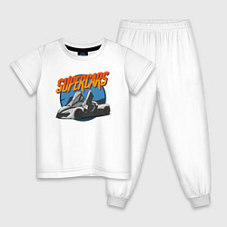 Пижама хлопковая детская Supercars, цвет: белый