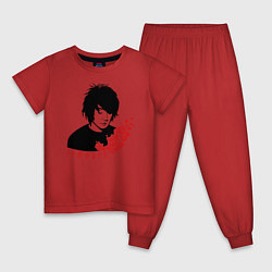Пижама хлопковая детская ЗЕМФИРА красные цветы, цвет: красный