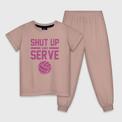 Пижама хлопковая детская Shut Up And Serve, цвет: пыльно-розовый