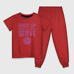 Пижама хлопковая детская Shut Up And Serve, цвет: красный
