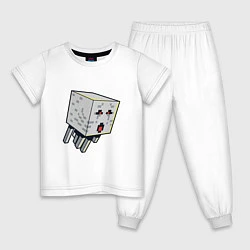 Пижама хлопковая детская Майнкрафт Гаст Мaincraft Ghast, цвет: белый