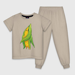 Пижама хлопковая детская Милая кукурузка, цвет: миндальный