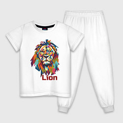 Пижама хлопковая детская Lion, цвет: белый