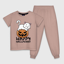 Пижама хлопковая детская Kitten & Pumpkin, цвет: пыльно-розовый