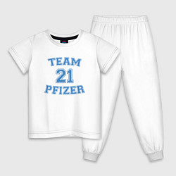 Пижама хлопковая детская Team Pfizer, цвет: белый