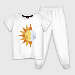 Пижама хлопковая детская Sun and Moon, цвет: белый