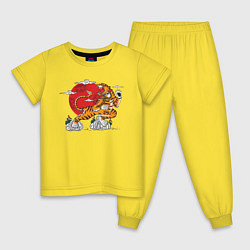 Пижама хлопковая детская Тигр в закате, цвет: желтый