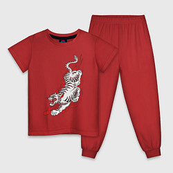 Пижама хлопковая детская Тигр самурая, цвет: красный