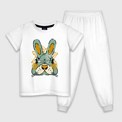 Пижама хлопковая детская Безумный кролик, цвет: белый