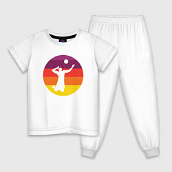 Пижама хлопковая детская Мой волейбол, цвет: белый