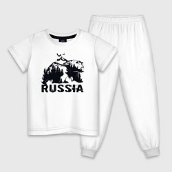 Пижама хлопковая детская Russian bear, цвет: белый