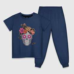 Пижама хлопковая детская День мертвых Мексика, цвет: тёмно-синий