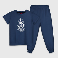 Пижама хлопковая детская Demon fire, цвет: тёмно-синий
