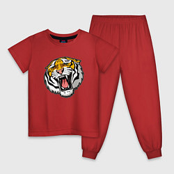 Пижама хлопковая детская Tiger, цвет: красный