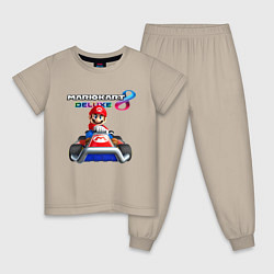 Пижама хлопковая детская Марио крутой гонщик, цвет: миндальный