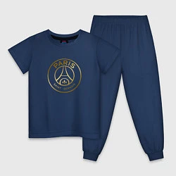 Пижама хлопковая детская PSG GOLD LOGO ПСЖ ЗОЛОТО, цвет: тёмно-синий