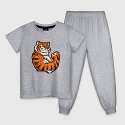 Пижама хлопковая детская Сила Тигра, цвет: меланж