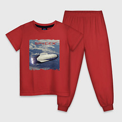 Пижама хлопковая детская Революция в космосе, цвет: красный