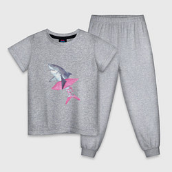 Пижама хлопковая детская Акула балерина, цвет: меланж