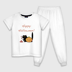 Пижама хлопковая детская Happy Halloween!, цвет: белый