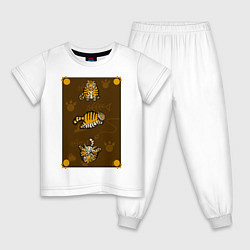 Пижама хлопковая детская Три тигра, цвет: белый