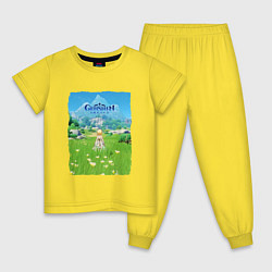 Пижама хлопковая детская Genshin Impact Геншин Импакт Poster, цвет: желтый