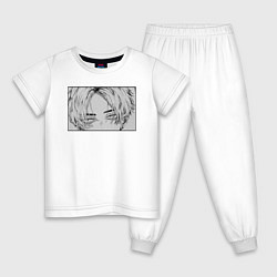 Пижама хлопковая детская Аниме персонаж Суровый взгляд, цвет: белый