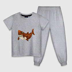 Пижама хлопковая детская Tiger Shark, цвет: меланж